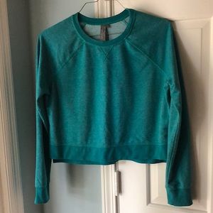 EUC Sweaty Betty teal Chelsea cropped sweatshirt size L